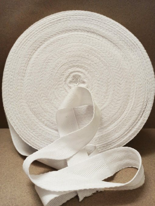 Sergé coton en 30mm blanc  au mètre