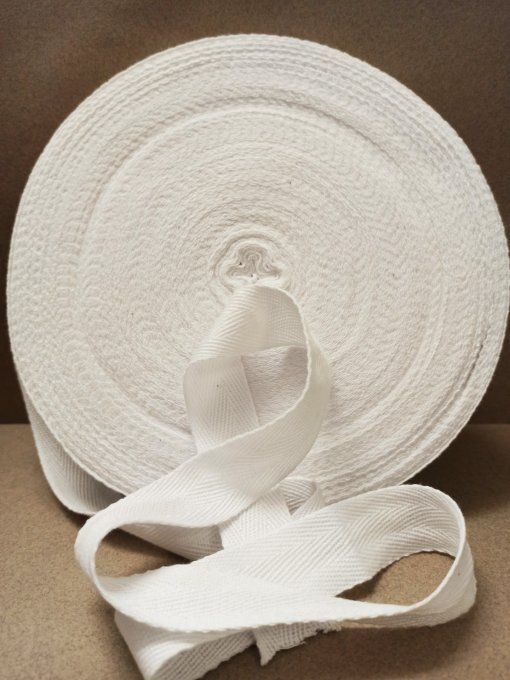 Sergé coton en 40mm blanc au mètre