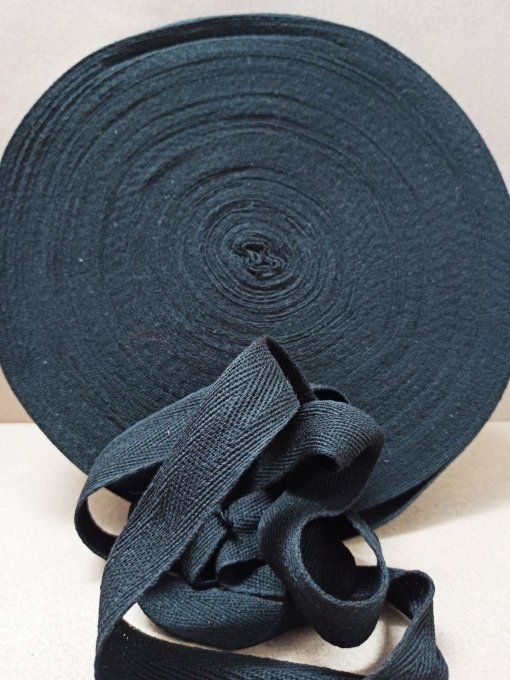 Sergé coton en 25mm noir au mètre