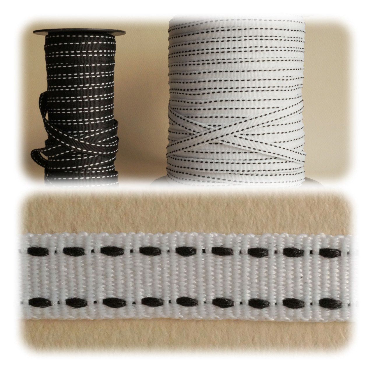 Gros grain polyester Modèle chemin de fer 10 MM