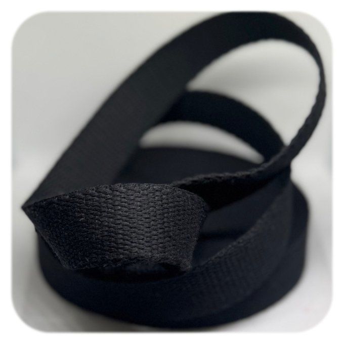 Sangle coton pour sac par 10 mètres - Noir