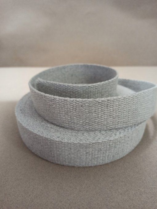 Sangle coton gris souris au mètre, 30 ou 40 mm