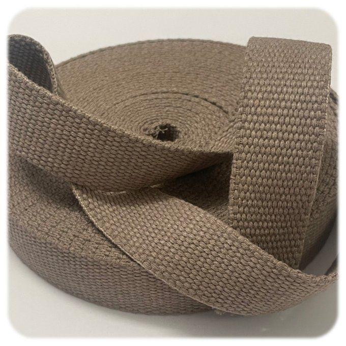 Sangle coton marron 30 mm au mètre