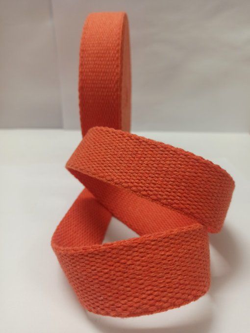 Sangle coton orange au mètre, 30 ou 40 mm