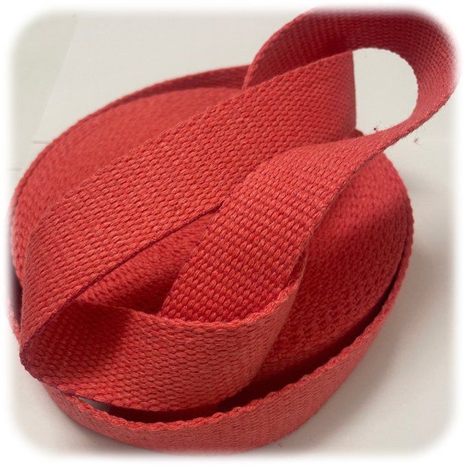 Sangle coton orange foncé au mètre, 30 ou 40 mm