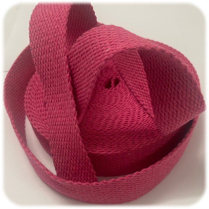 Sangle coton rose foncé au mètre, 30 ou 40 mm