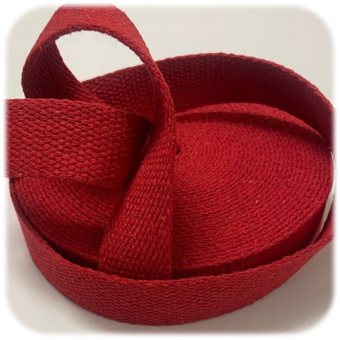 Sangle coton rouge au mètre, 30 ou 40 mm