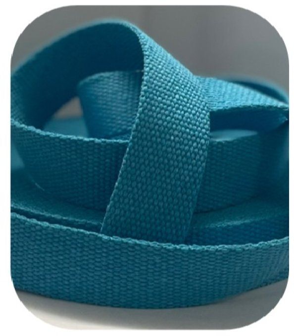 Sangle coton turquoise au mètre, 30 ou 40 mm