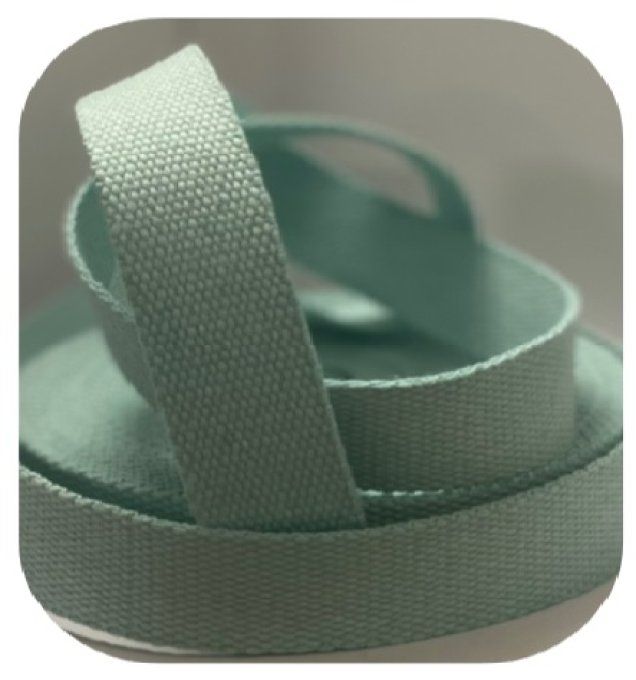 Sangle coton vert d'eau au mètre, 30 ou 40 mm
