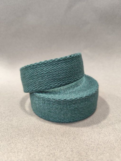 Sangle coton vert sapin au mètre, 30 ou 40 mm