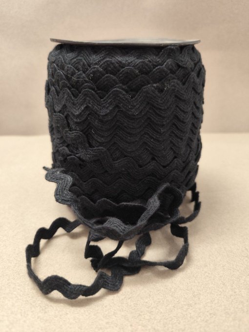 Serpentine coton noir 5 mm au mètre -