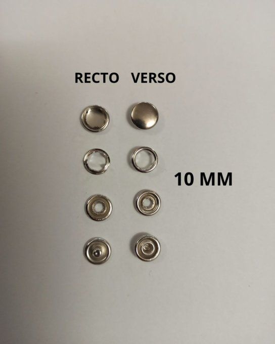 Bouton pression absorba tête pleine argent 10 mm à la pièce