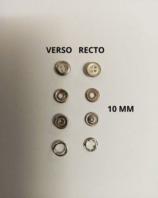 Bouton pression absorba argent 10 mm à la pièce