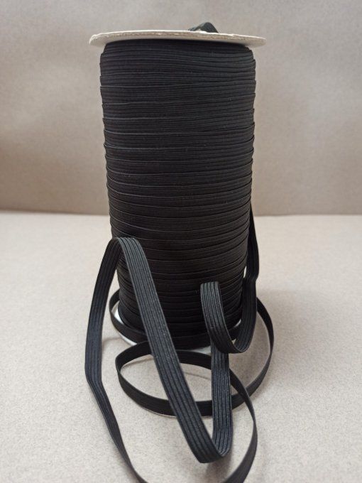 Elastique large 6 mm noir au mètre- 