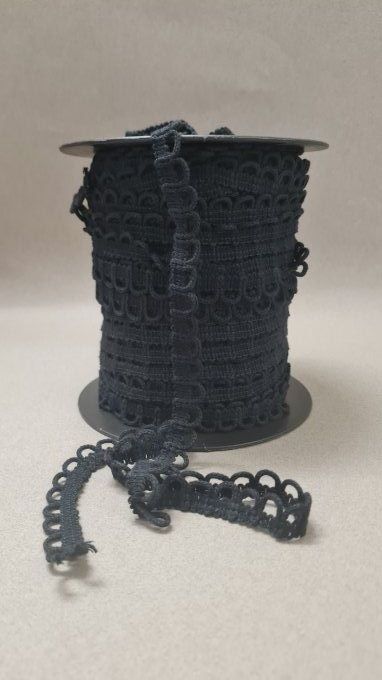 Galon boutonnière coton noir au mètre