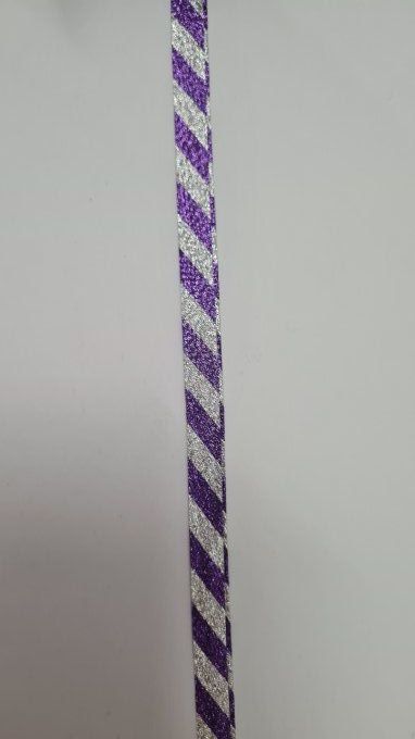 Biais  lurex violet argent au mètre