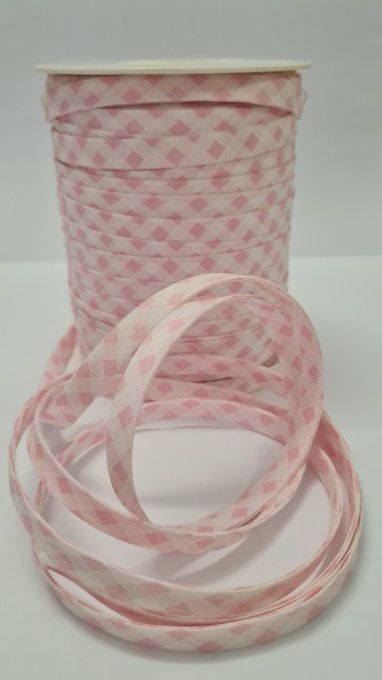 biais coton vichy rose clair et blanc _ axe mode accessoires