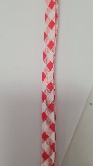 Biais coton  vichy rouge au mètre
