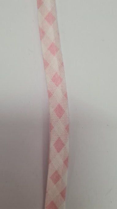 Biais coton vichy rose clair au mètre