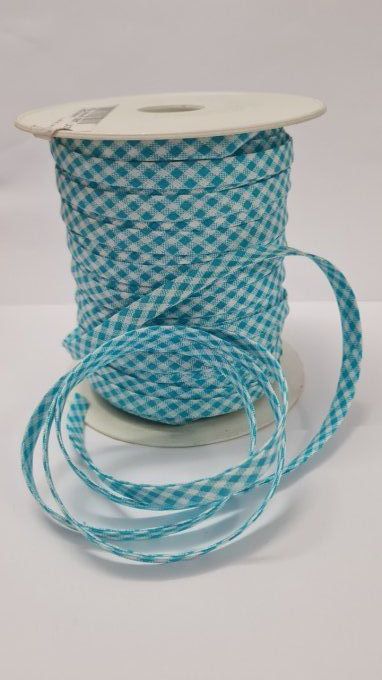 biais coton vichy turquoise _ axe mode accessoires