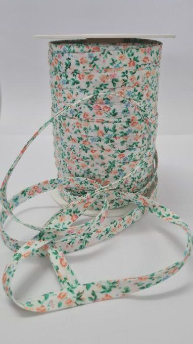 Biais coton fleuri saumon au mètre