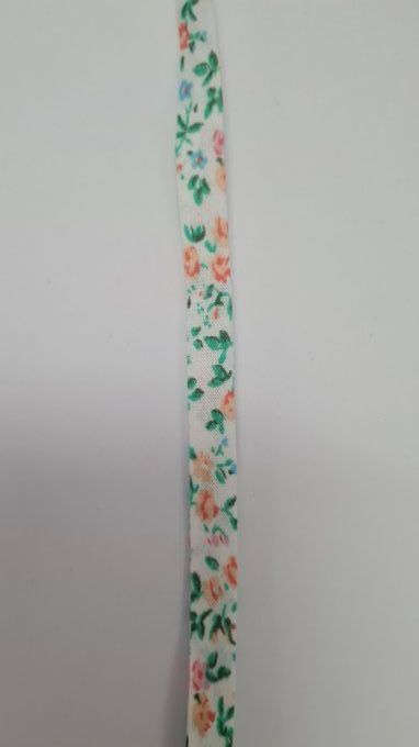 Biais coton fleuri saumon au mètre