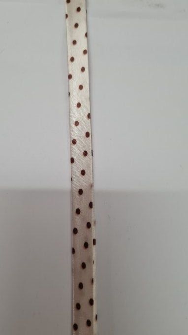 Biais satin écru à pois marron au mètre