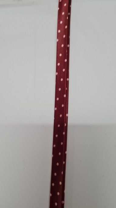 Biais satin rouge à pois rose au mètre