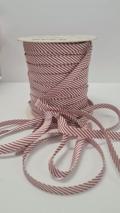 Biais satin vieux rose/blanc