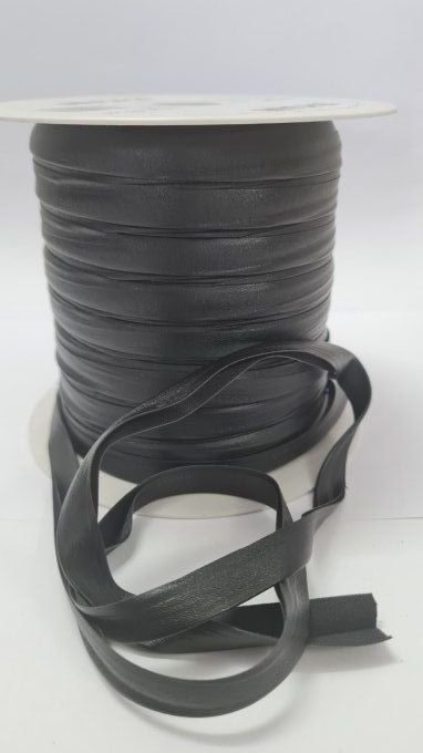 Biais imitation cuir noir au mètre