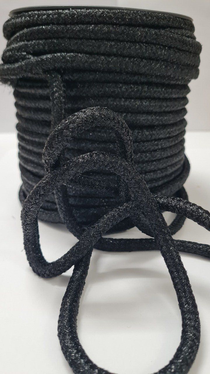 Cordon 10 mm lurex noir