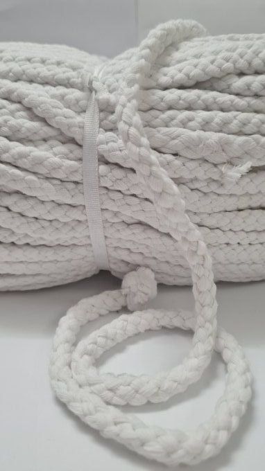 Cordon coton blanc de 10 mm vendu au mètre