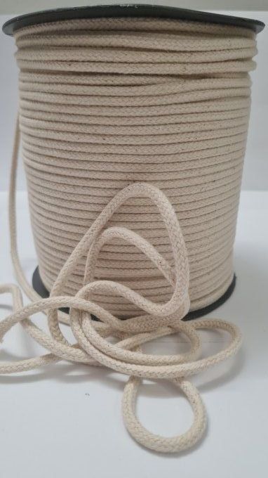 Cordon coton 5mm écru avec âme