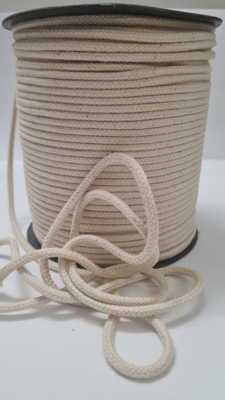 Cordon coton rond 5mm écru