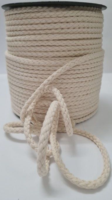 Cordon coton 7mm écru au mètre