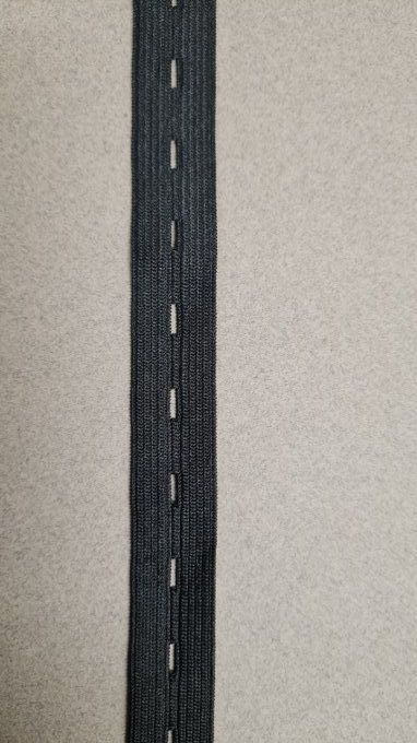 Élastique boutonnière 20 mm noir au mètre