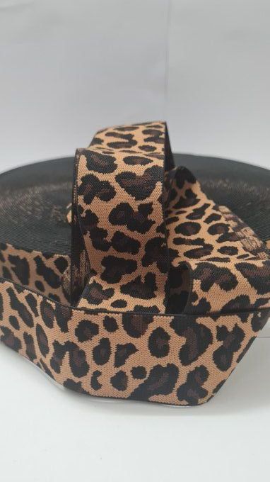 Élastique fantaisie léopard 40 mm au mètre