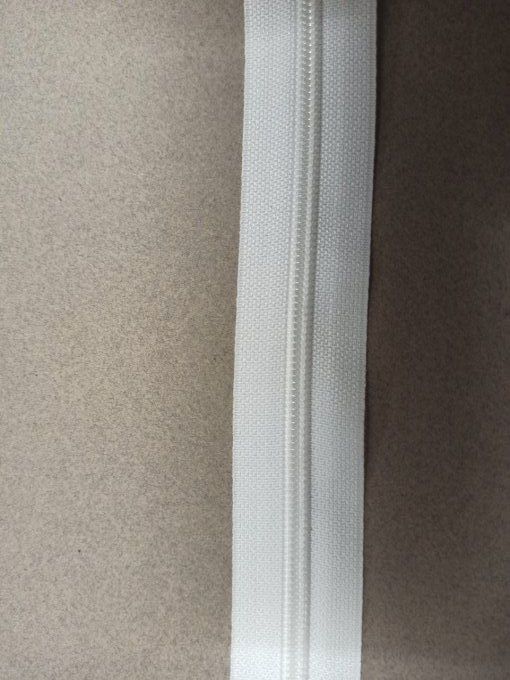 Fermeture éclair au mètre blanc maille 6 mm + curseurs