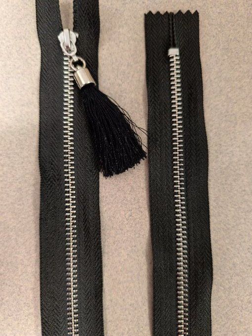 Fermeture métal fixe argent 35cm à la pièce