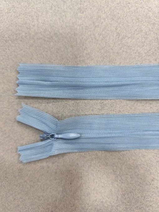 Fermeture éclair invisible bleu gris à la pièce -