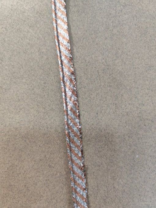 Passepoil lurex  camel / argent au mètre -