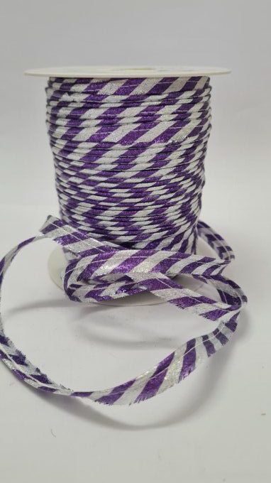 Passepoil lurex  violet / argent au mètre