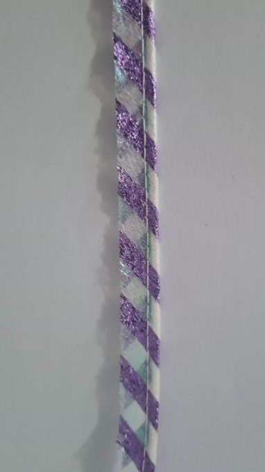 Passepoil lurex  parme / argent au mètre