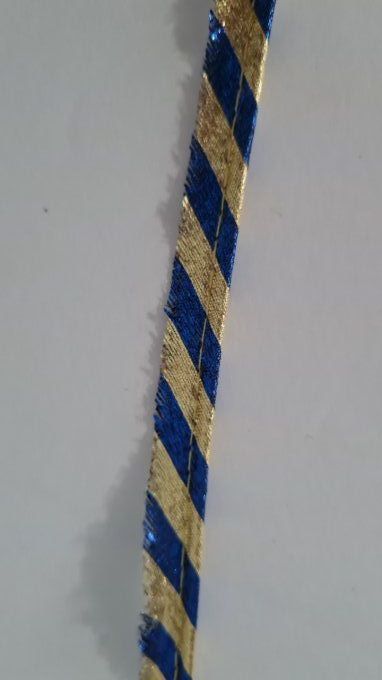 Passepoil lurex bleu / or au mètre