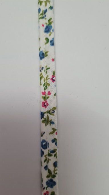 Passepoil coton fleuri fuchsia au mètre