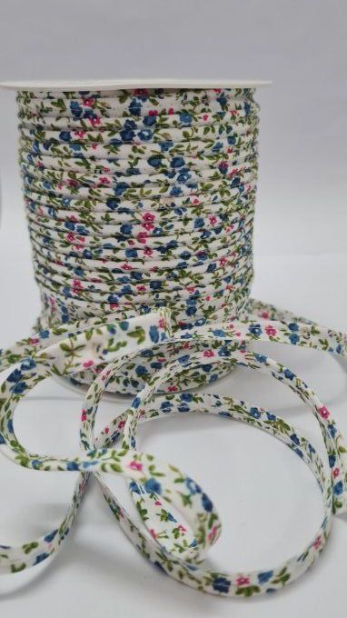 Passepoil coton fleuri fuchsia au mètre