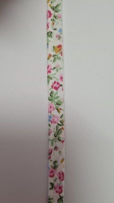 Passepoil coton fleuri rose au mètre