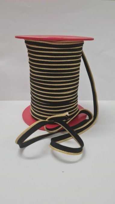 Passepoil  noir doré au mètre