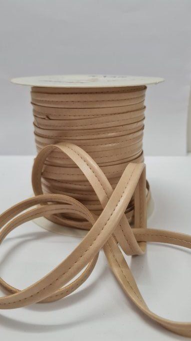 Passepoil imitation cuir beige au mètre
