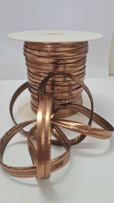 Passepoil imitation cuir lamé cuivre au mètre